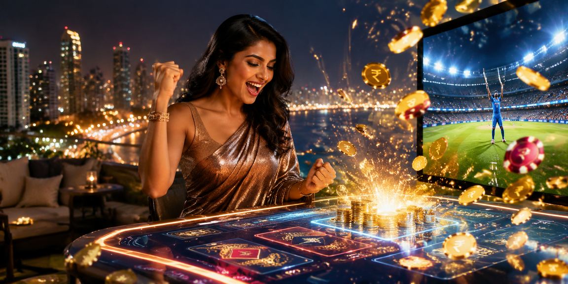 Vibrant Andar Bahar game scene in Mumbai with rupee notes and players